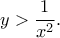 \displaystyle{y>\frac{1}{x^2}.} \displaystyle{y>\frac{1}{x^2}.}