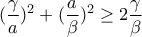 \displaystyle{(\frac{\gamma}{a})^2 +(\frac{a}{\beta})^2 \geq 2\frac{\gamma}{\beta}}