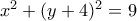 x^2+(y+4)^2=9
