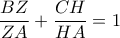 \dfrac{BZ}{ZA}+\dfrac{CH}{HA}=1