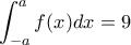 \displaystyle \int_{-a}^{a}f(x)dx=9