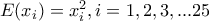 E(x_{i})=x_{i}^{2}, i=1,2,3,...25