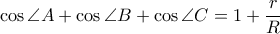 \cos\angle A+\cos\angle B+\cos\angle C=1+\dfrac{r}{R}