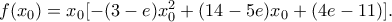 f(x_0)=x_0[-(3-e)x_0^2+(14-5e)x_0+(4e-11)].