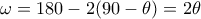 \omega = 180-2(90-\theta) = 2\theta