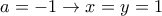 a=-1 \rightarrow x=y=1