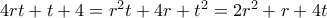 4rt+t+4=r^2t+4r+t^2=2r^2+r+4t