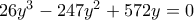 26y^3-247y^2+572y=0