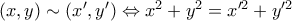 (x,y) \sim (x',y') \Leftrightarrow x^2+y^2= x'^2+y'^2