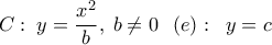  \displaystyle C:\;y = \frac{{{x^2}}}{b},\;b \ne 0\;\;\left( e \right):\;\;y = c