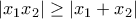 |x_{1}x_{2}| \geq |x_{1} + x_{2}|