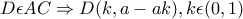 D\epsilon AC\Rightarrow D(k,a-ak),k\epsilon (0,1)
