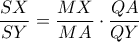 \dfrac{SX}{SY}=\dfrac{MX}{MA} \cdot \dfrac{QA}{QY}