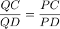 \dfrac{QC}{QD}=\dfrac{PC}{PD}