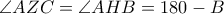 \angle{AZC}=\angle{AHB}=180-B