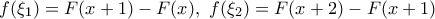 f({{\xi }_{1}})=F(x+1)-F(x),\,\,f({{\xi }_{2}})=F(x+2)-F(x+1)