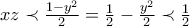 xz\prec \frac{1-y^2}{2}=\frac{1}{2}-\frac{y^2}{2}\prec \frac{1}{2}