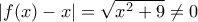 |f(x)-x|=\sqrt{{{x}^{2}}+9}\ne 0