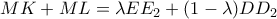 MK+ML=\lambda EE_2+(1-\lambda)DD_2 MK+ML=\lambda EE_2+(1-\lambda)DD_2