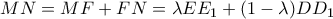 \displaystyle{MN = MF + FN = \lambda E{E_1} + (1 - \lambda )D{D_1}} \displaystyle{MN = MF + FN = \lambda E{E_1} + (1 - \lambda )D{D_1}}