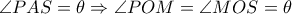 \angle PAS= \theta  \Rightarrow  \angle POM= \angle MOS= \theta  