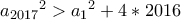 {a_{2017}}^2>{a_{1}}^2+4*2016