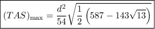 \boxed{{(TAS)_{\max }} = \frac{{{d^2}}}{{54}}\sqrt {\frac{1}{2}\left( {587 - 143\sqrt {13} } \right)} } \boxed{{(TAS)_{\max }} = \frac{{{d^2}}}{{54}}\sqrt {\frac{1}{2}\left( {587 - 143\sqrt {13} } \right)} }