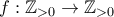 f:\mathbb Z_{>0}\to \mathbb Z_{>0}