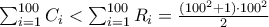 \sum_{i=1}^{100} C_i < \sum_{i=1}^{100} R_i = \frac{(100^2+1)\cdot 100^2}{2}
