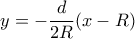 y=-\dfrac {d}{2R}(x-R)