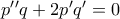 p^{\prime}^{\prime}q + 2p^{\prime}q^{\prime}=0