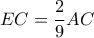 \displaystyle EC = \frac{2}{9}AC