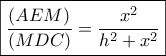 \boxed{\frac{(AEM)}{(MDC)}= \frac{{{x^2}}}{{{h^2} + {x^2}}}}