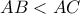 \displaystyle{ 
AB < AC 
}