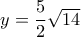 y=\dfrac{5}{2}\sqrt{14}