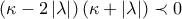 \displaystyle{\left(\kappa -2\left|\lambda  \right| \right)\left(\kappa +\left|\lambda  \right| \right)\prec 0}