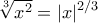 \displaystyle{\sqrt[3]{x^2}=|x|^{2/3}}