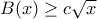 B(x) \geq c \sqrt{x}