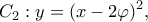 \displaystyle {C_2}:y = {(x - 2\varphi )^2},