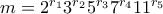 m=2^{r_1}3^{r_2}5^{r_3}7^{r_4}11^{r_5}