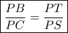 \boxed{\frac{{PB}}{{PC}} = \frac{{PT}}{{PS}}}