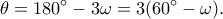 \displaystyle \theta  = 180^\circ  - 3\omega  = 3(60^\circ  - \omega ).