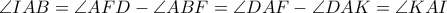 \angle IAB =\angle AFD -\angle ABF =\angle DAF - \angle DAK= \angle KAI 