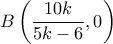 B\left( {\dfrac{{10k}}{{5k - 6}},0} \right)
