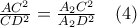 \frac{AC^2}{CD^2}= \frac{A_{2}C^2}{A_{2}D^2} \quad (4)