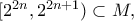 [2^{2n},2^{2n+1})\subset M,