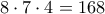 8 \cdot 7 \cdot 4 = 168