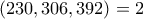 (230, 306, 392)=2