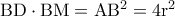 \rm BD\cdot BM=AB^2=4r^2