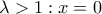 \lambda >1:x=0